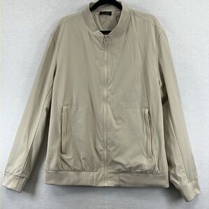 Tahari Bomber Jacket XXL Sand Lightweight Lined Nylon/Elastane/Polyester NWT